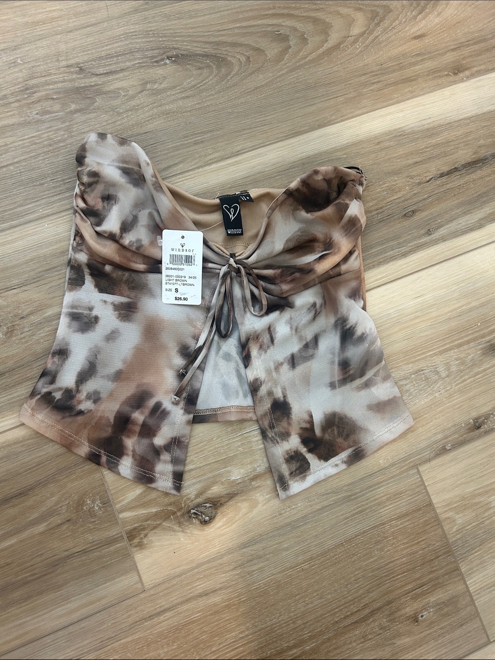 Windsor Brown Tie-Dye Halter Crop with Front Tie